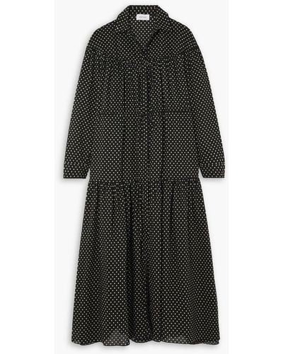 Matteau Tiered Polka-dot Cotton And Silk-blend Shirt Dress - Black