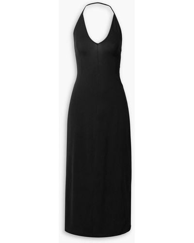 Khaite Raysha Cotton-blend Jersey Halterneck Midi Dress - Black