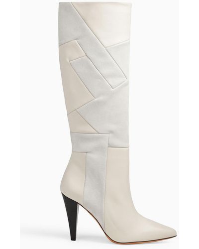 IRO Darson Leather And Suede Knee Boots - White