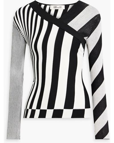 Diane von Furstenberg Fila Striped Knitted Sweater - Black