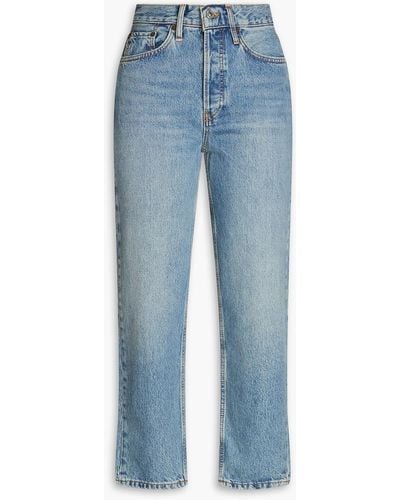 RE/DONE Hoch sitzende cropped jeans mit geradem bein in ausgewaschener optik - Blau