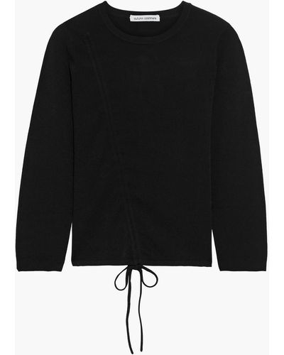 Autumn Cashmere Cropped Ruched Stretch-knit Sweater - Black