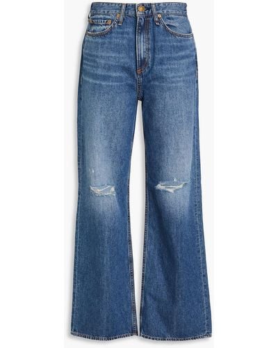 Rag & Bone Logan hoch sitzende jeans mit weitem bein in distressed-optik - Blau