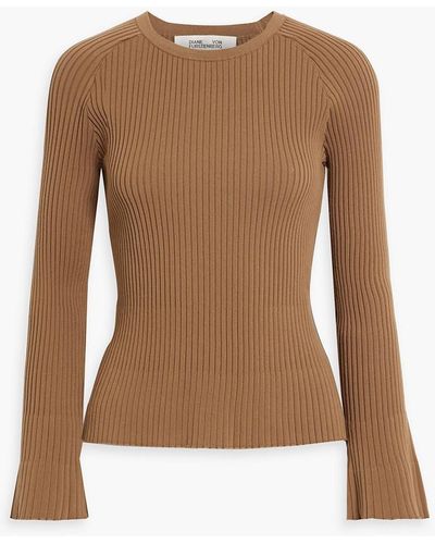 Diane von Furstenberg Ribbed-knit Sweater - Brown