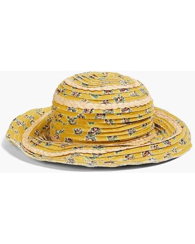 Tory Burch Pleated Floral-print Cotton Sunhat - Yellow