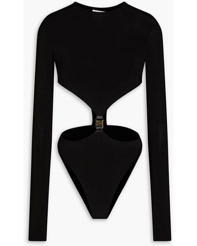 Matériel Cutout Hook-detailed Jersey Bodysuit - Black