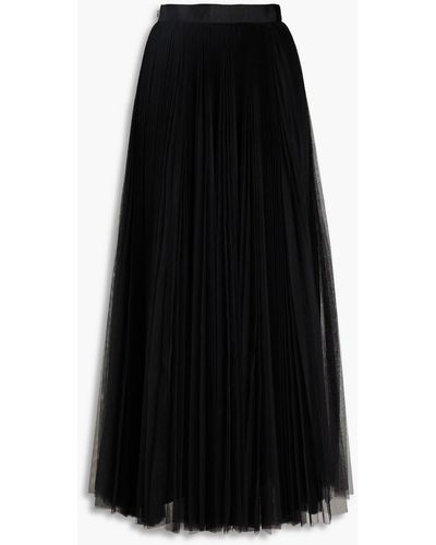 Huishan Zhang Pleated Tulle Maxi Skirt - Black