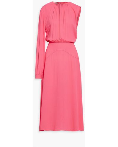 Stella McCartney One-sleeve Gathered Stretch-crepe Midi Dress - Pink