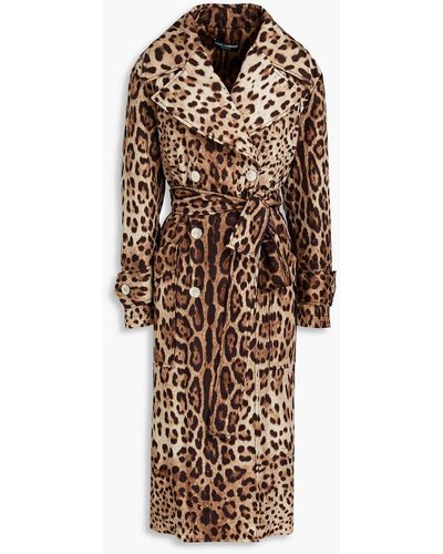 Dolce & Gabbana Leopard-print Shell Trench Coat - Natural
