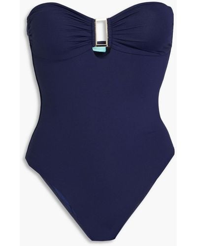 Melissa Odabash Como Embellished Bandeau Swimsuit - Blue