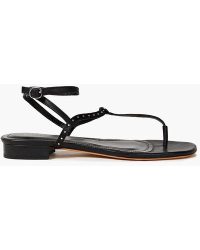 IRO Lilas Studded Satin And Leather Sandals - Black