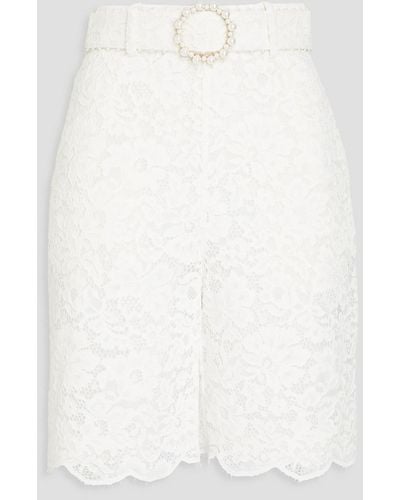 Zimmermann Belted Corded Lace Shorts - White