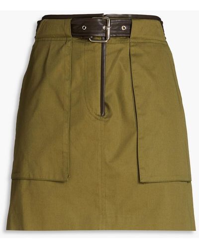 LVIR Belted Cotton-twill Mini Skirt - Green