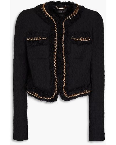 Versace Chain-embellished Cotton-tweed Jacket - Black