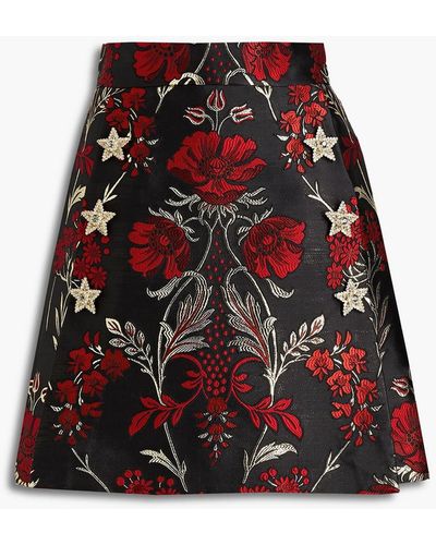 Dolce & Gabbana Metallic Brocade Mini Skirt - Red