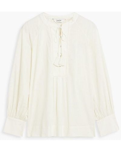 Joie Dracha Gathered Cotton Blouse - White