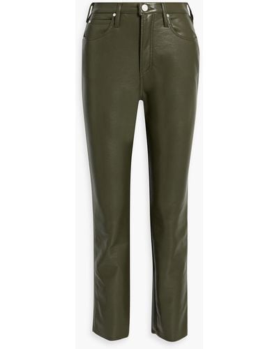 FRAME Le High 'n' Tight Stretch-leather Straight-leg Pants - Green