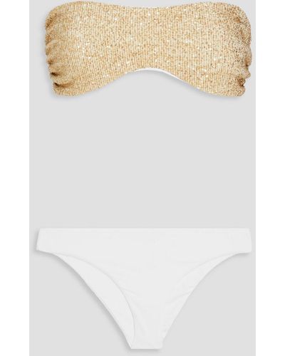 Gentry Portofino Sequined Bandeau Bikini - White