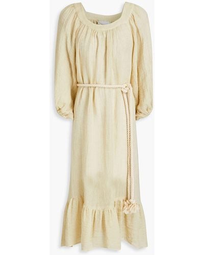 Lisa Marie Fernandez Gathered Linen-blend Gauze Dress - Natural