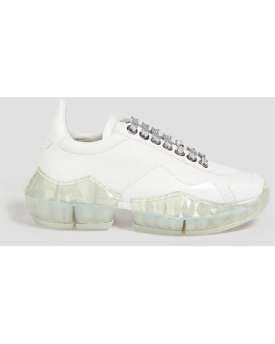 Jimmy Choo Diamond Smooth And Patent-leather exaggerated-sole Trainers - White