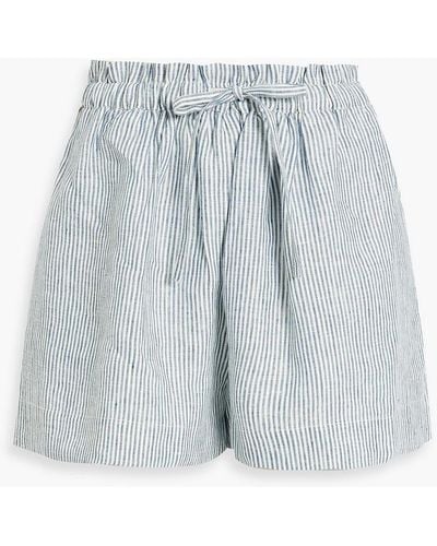 Ulla Johnson Asa Striped Linen Shorts - Blue