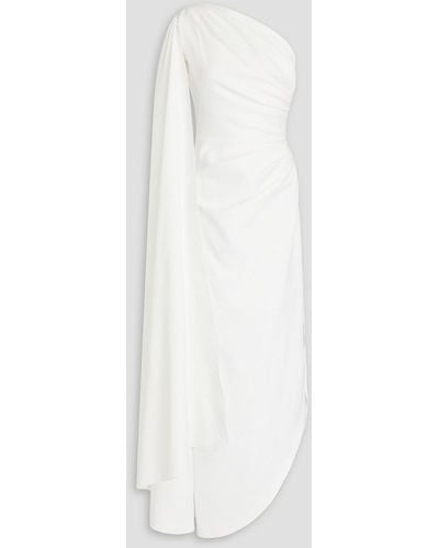 Rhea Costa One-shoulder Draped Crepe Gown - White