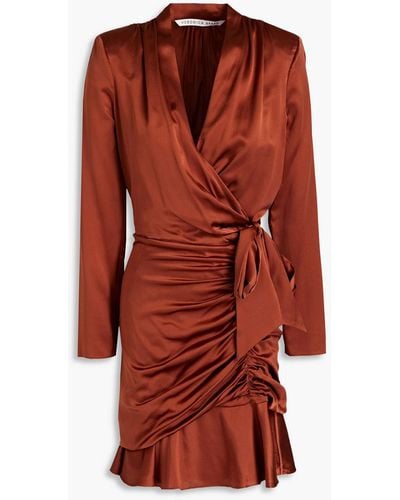 Veronica Beard Agatha Wrap-effect Ruched Silk-blend Satin Mini Dress - Red