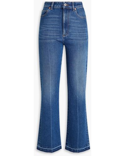 Valentino Garavani Faded High-rise Bootcut Jeans - Blue