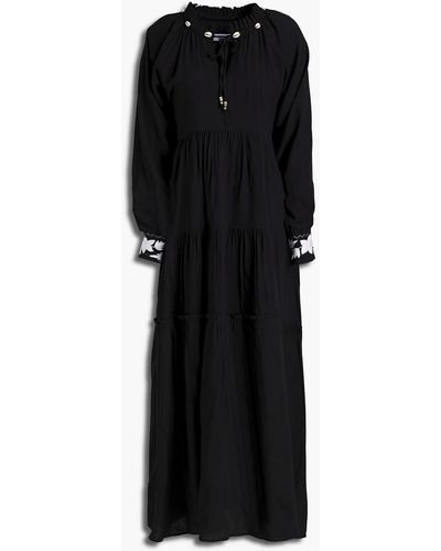 Sensi Studio Embellished Cotton Maxi Dress - Black