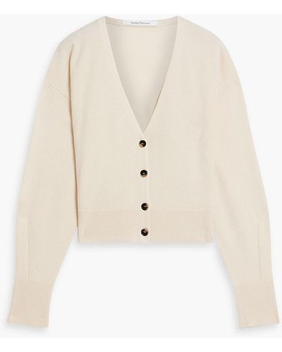 Another Tomorrow Cropped Cashmere And Wool-blend Cardigan - White