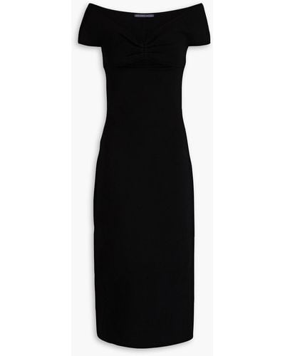 Zeynep Arcay Off-the-shoulder Cutout Ruched Stretch-knit Midi Dress - Black
