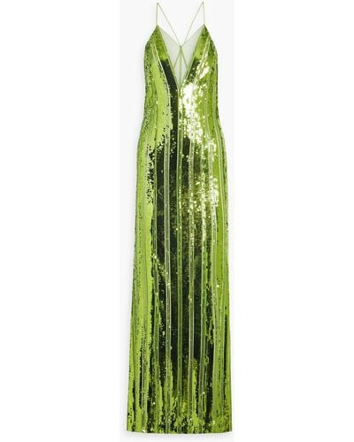 Galvan London Kate Sequined Tulle Gown - Green