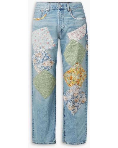 Denimist Boyfriend-jeans in patchwork-optik - Blau