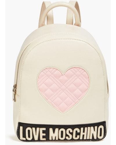 Love Moschino Quilted Color-block Faux Leather Backpack - Natural