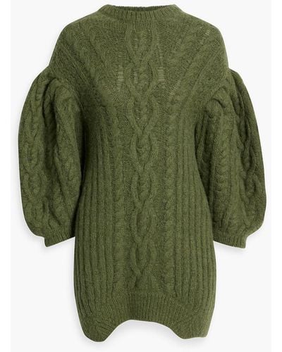 Simone Rocha Cable-knit Alpaca-blend Sweater - Green