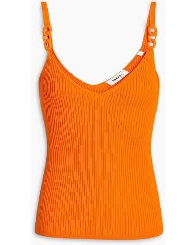 Sandro Logan Ribbed-knit Tank - Orange