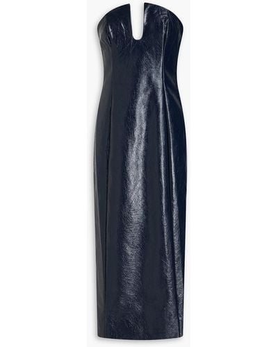 Nicholas Katherine Strapless Faux Textured-leather Midi Dress - Blue