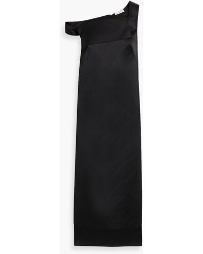 Emilia Wickstead Grier One-shoulder Asymmetric Satin Maxi Dress - Black