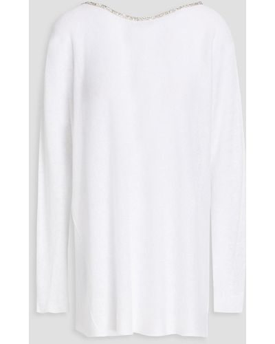 120% Lino Embellished Linen Jumper - White