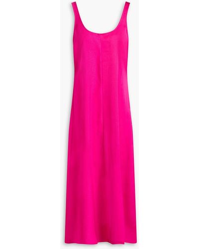 Solid & Striped Anne-marie Satin-paneled Open-back Crepe Midi Dress - Pink