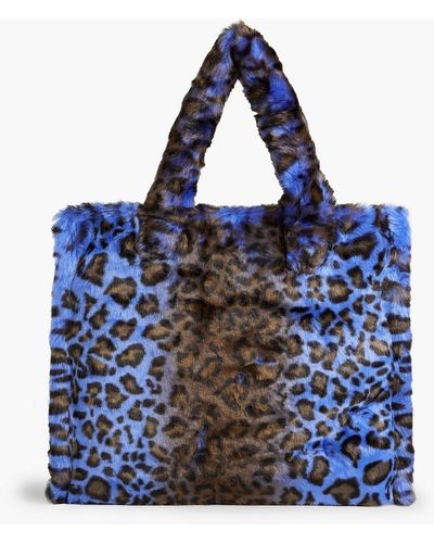 Stand Studio Leopard-print Faux Fur Tote - Blue