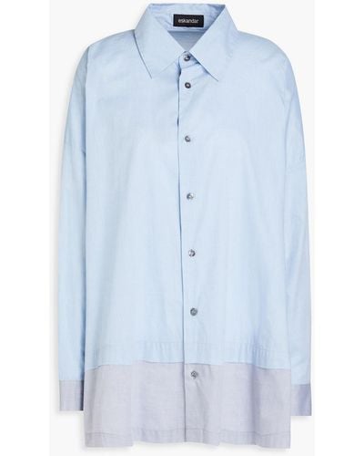 Eskandar Two-tone Cotton-poplin Shirt - Blue