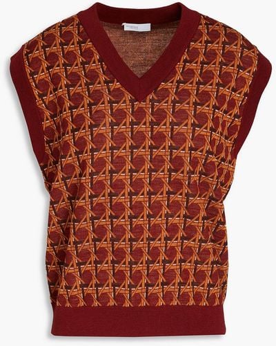 Rosetta Getty Jacquard-knit Merino Wool-blend Vest - Red