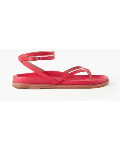 Porte & Paire Leather Sandals - Red