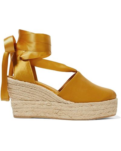 Tory Burch Elisa satin wedge espadrilles - Mettallic