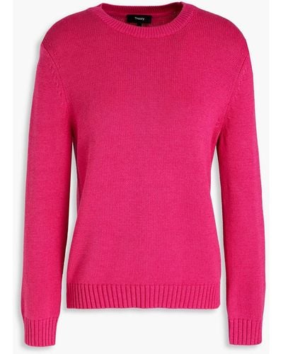 Theory Cotton And Cashmere-blend Jumper - Pink