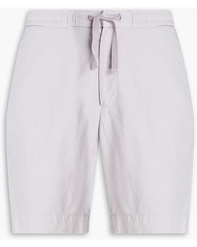 Officine Generale Phil Lyocell, Linen And Cotton-blend Twill Drawstring Shorts - Blue