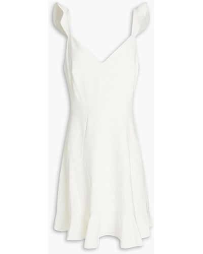 Aidan Mattox Ruffle-trimmed Stretch-crepe Mini Dress - White