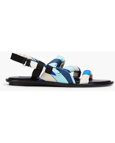 Emilio Pucci Printed Satin Slingback Sandals - Blue
