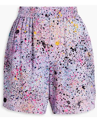 McQ Bedruckte shorts aus crêpe de chine - Lila